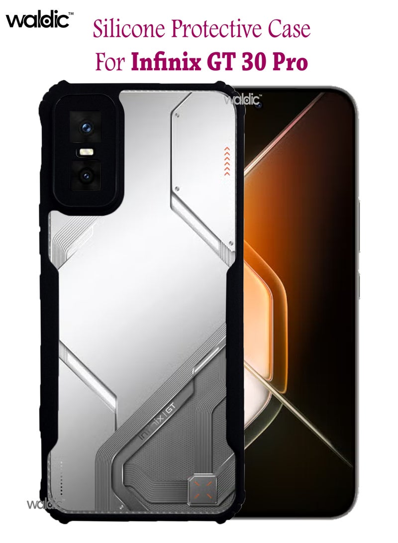 Waldic Infinix GT 30 Pro Premium Case | Premium Silicone Case Cover Designed for Infinix GT 30 Pro | Infinix GT 30 Pro Case Camera and Drop Protection Thin Protective Back Cover Case for Infinix GT 30 Pro - Clear/Black - Image 1