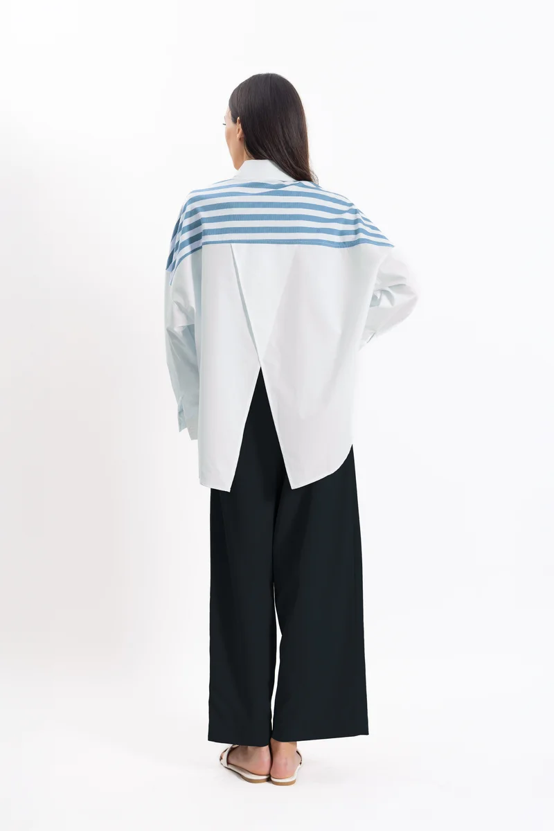 SHAPES DETAILED STRIPED SHIRT SET