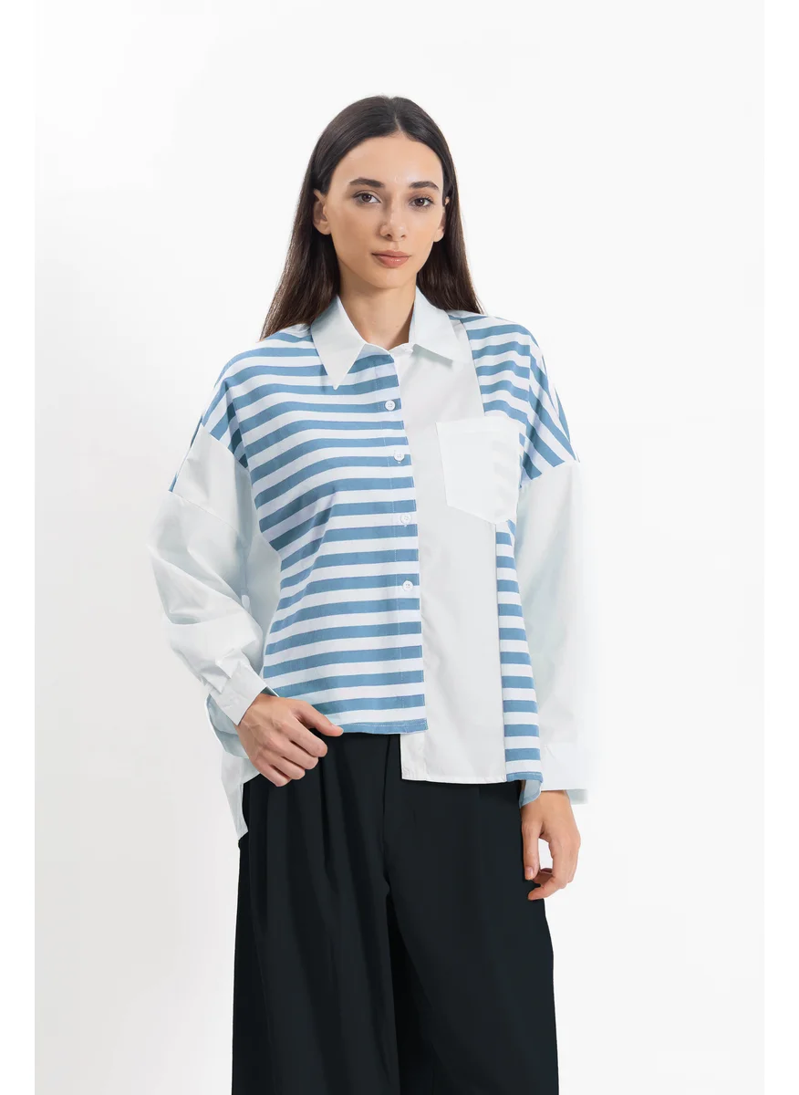 SHAPES DETAILED STRIPED SHIRT SET