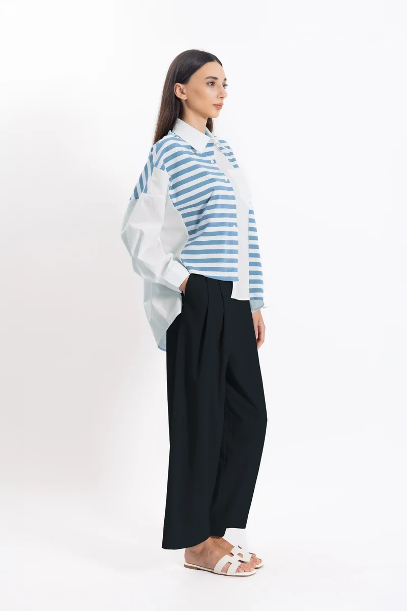 SHAPES DETAILED STRIPED SHIRT SET