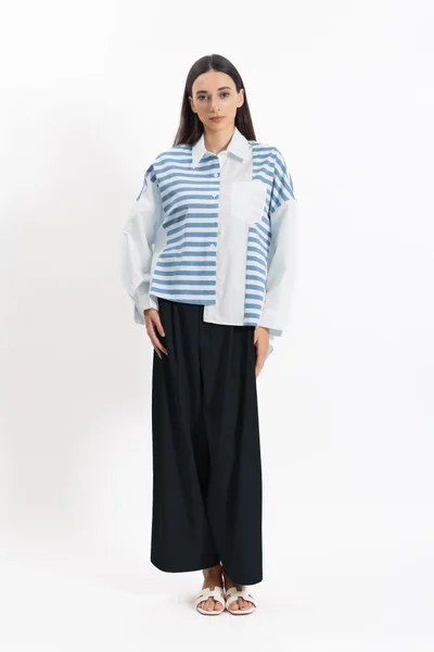 SHAPES DETAILED STRIPED SHIRT SET