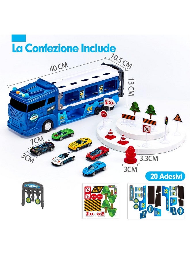 hahaland ألعاب هاهالاند لهدايا الأولاد بعمر 3 سنوات - شاحنة نقل سيارات 2 في 1 تتحول إلى مسارات سباق للأطفال من عمر 2-4 سنوات مع شاحنة إطلاق مزدوجة للأطفال من عمر 3-5 سنوات - مجموعات سيارات للأولاد من 2-5 سنوات هدية عيد ميلاد للأولاد - Image 3