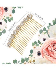 Geosar Geosar 4 Pieces Alloy Rhinestone Side Hair Combs Crystal Flower Hair Clips Wedding Hair Comb Bridal Jewelry Hair Clips Combs French Hair Accessories for Women(Silver,Gold)  - Image 2