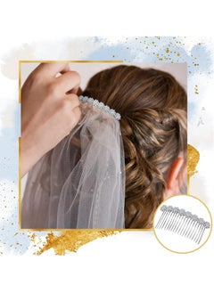 Geosar Geosar 4 Pieces Alloy Rhinestone Side Hair Combs Crystal Flower Hair Clips Wedding Hair Comb Bridal Jewelry Hair Clips Combs French Hair Accessories for Women(Silver,Gold)  - Image 3