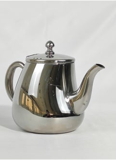 HTH Classic Style Arabic Coffee Dallah Pot Rustproof Premium Stainless Steel Teapot Mirror Finish Coffee Kettle Easy Pour Spout Tea Kettle with Hinged Lid and Ergonomic Hollow Heat Resistive Handle Dishwasher Safe Induction Safe Teapot for Office Home 0.6/0.9/1.2L  - Image 1