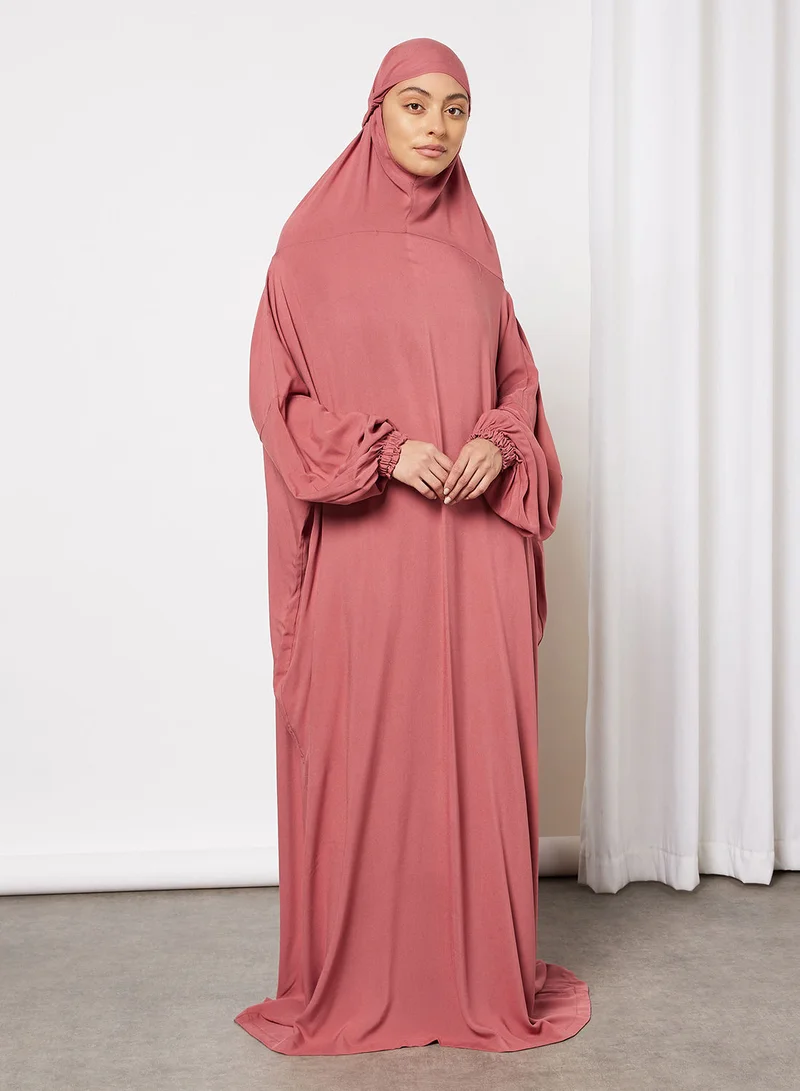 Hayat Plain Praying Dress With Attached Veil