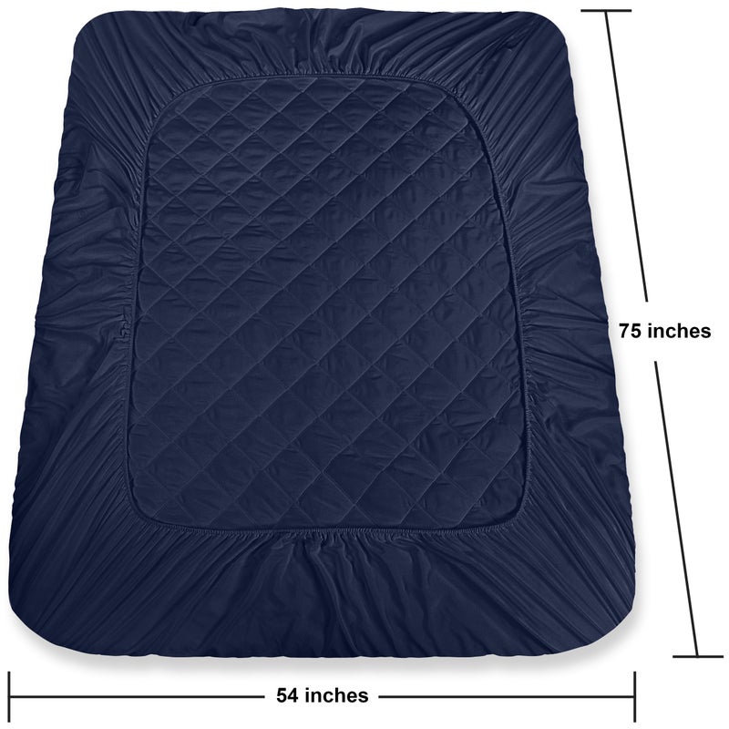 Utopia Bedding Quilted Fitted Mattress Pad, Full Size, Elastic Fitted Mattress Topper Protector and Cover Stretches up to 16 Inches Deep, Machine Washable (Navy) - Image 4
