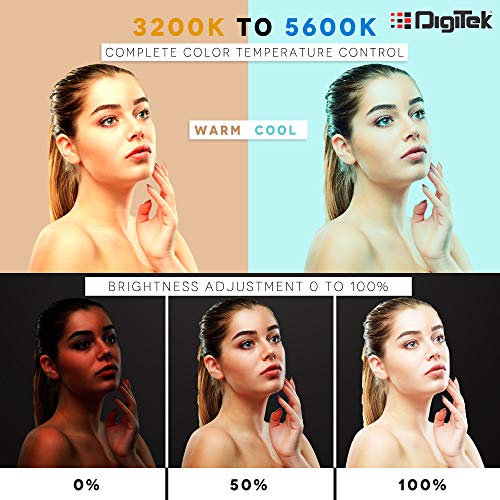 DIGITEK (DRL 018H) LED Ring Light - AC/DC Power, Color Temperature & Lighting Intensity Control, 180° Rotation, USB Powered - Photo & Video Shoots, Makeup, and YouTube (Without Stand) - Image 2