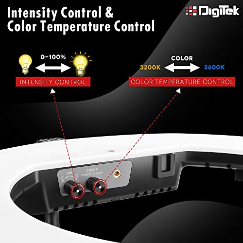 DIGITEK (DRL 018H) LED Ring Light - AC/DC Power, Color Temperature & Lighting Intensity Control, 180° Rotation, USB Powered - Photo & Video Shoots, Makeup, and YouTube (Without Stand) - Image 4
