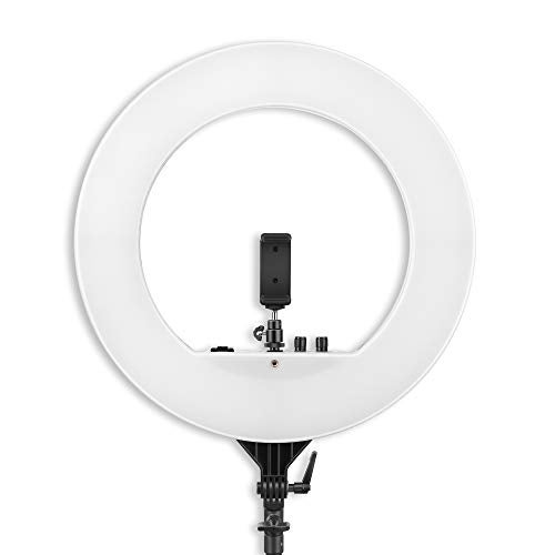 DIGITEK (DRL 018H) LED Ring Light - AC/DC Power, Color Temperature & Lighting Intensity Control, 180° Rotation, USB Powered - Photo & Video Shoots, Makeup, and YouTube (Without Stand) - Image 1