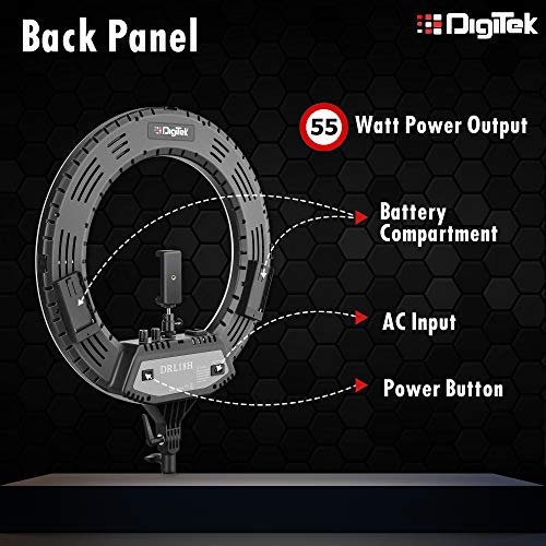 DIGITEK (DRL 018H) LED Ring Light - AC/DC Power, Color Temperature & Lighting Intensity Control, 180° Rotation, USB Powered - Photo & Video Shoots, Makeup, and YouTube (Without Stand) - Image 5