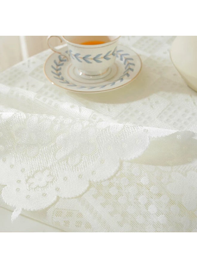 Moon Time French Vintage Coffee Table And Dining Table Cloth, Luxurious High-end White Lace, Instagram-style Bedside Table Cover, 140*140 - Image 2