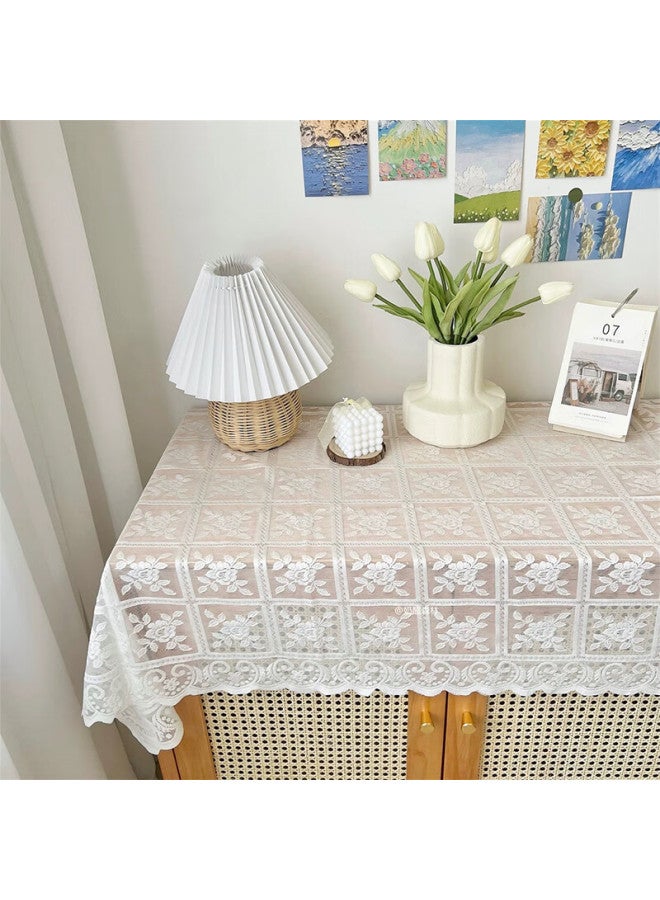Moon Time French Vintage Coffee Table And Dining Table Cloth, Luxurious High-end White Lace, Instagram-style Bedside Table Cover, 140*140 - Image 5