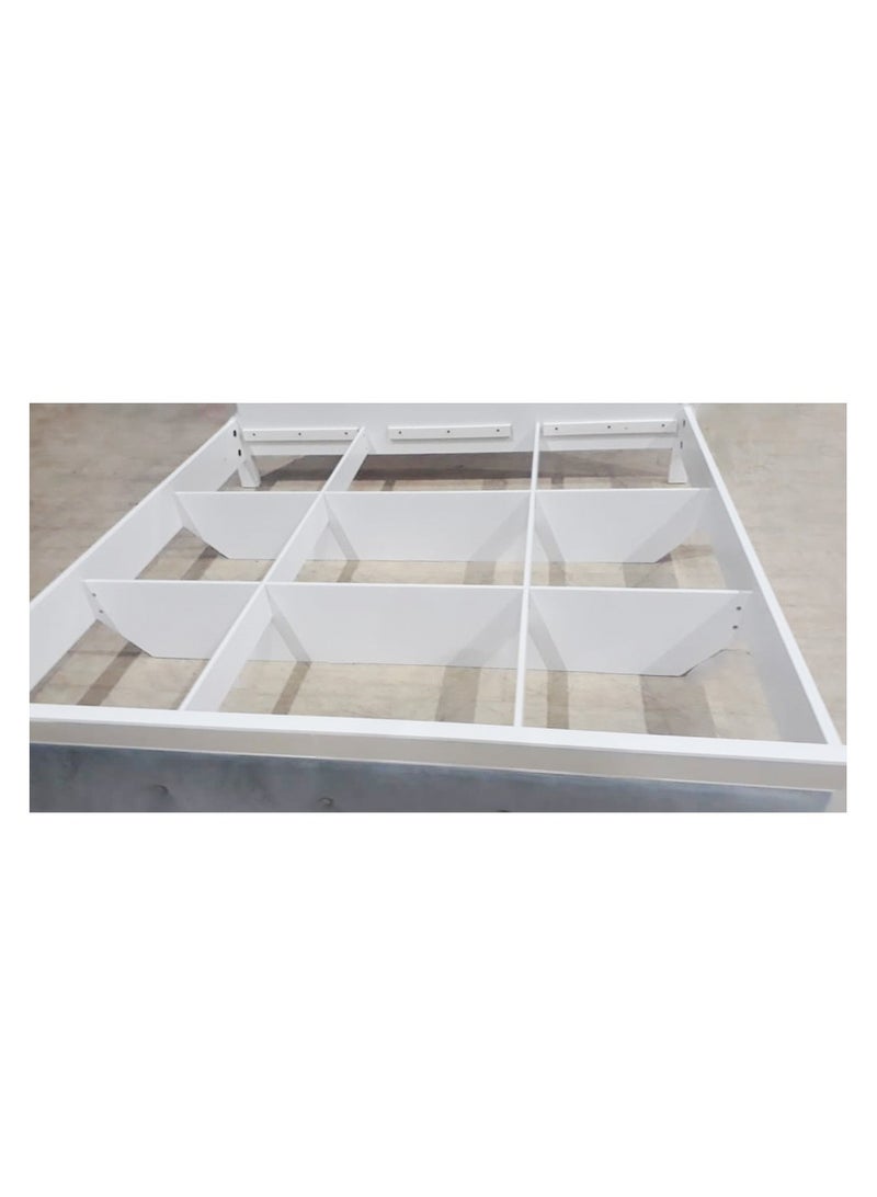 DANUBE HOME سرير إيزكييل 200X200 سوبر كينج بتصميم حديث قوي إطار سرير مزدوج أثاث هادئ ومريح (مرتبة غير مشمولة) L212xW209.5xH120cm - أبيض / فضي - Image 5