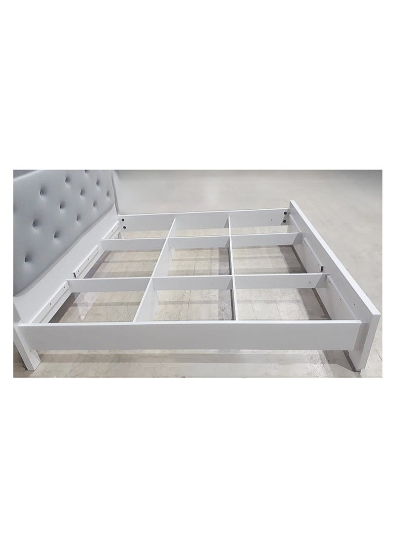 DANUBE HOME سرير إيزكييل 200X200 سوبر كينج بتصميم حديث قوي إطار سرير مزدوج أثاث هادئ ومريح (مرتبة غير مشمولة) L212xW209.5xH120cm - أبيض / فضي - Image 4