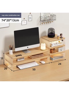 Station Computer Rack Laptop Portable Computer Bracket Desktop Display Pad High Storage Rack Storage Rack-Color:Combination-Storage Cabinet Suspension Acrylic-Log Color [Double Layer]]