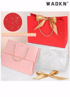 WAOKN Gift Bags, Small Favor Bags, with Handles and Bow Ribbon, 11 x 3.9 x 7.8-inch Waterproof Colorful Paper Gift Bags, for Baby Shower, Birthday, Wedding, Party, Festival, Holiday, 6 Colors  - Image 3