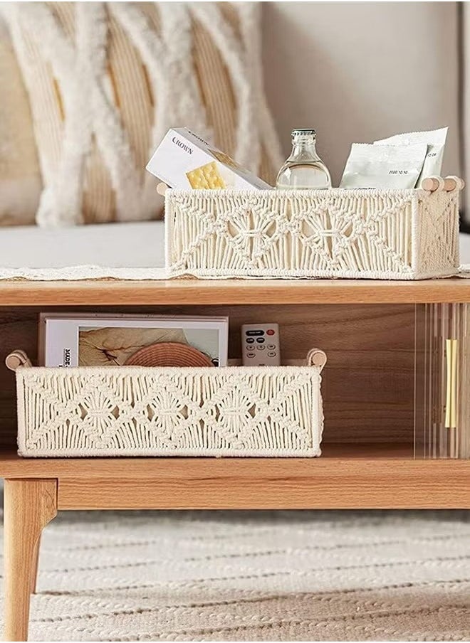LIMOS Macrame Storage Baskets Boho Decor Box Handmade Woven Decorative Countertop Toilet Tank Shelf Cabinet Organizer for Bedroom Nursery Livingroom Home, Set of 2  - Image 3