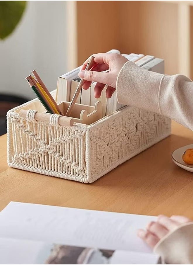 LIMOS Macrame Storage Baskets Boho Decor Box Handmade Woven Decorative Countertop Toilet Tank Shelf Cabinet Organizer for Bedroom Nursery Livingroom Home, Set of 2  - Image 5