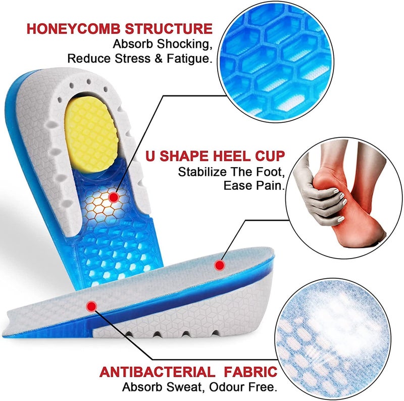 JERN Gel Height Increase Insoles 1 Pair, Shock Absorption Heel Cushion Pads, Height Lift Shoes Inserts for Men & Women (3.5 CM Height) - Image 5