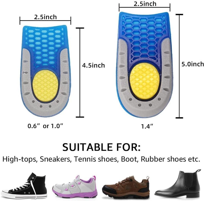 JERN Gel Height Increase Insoles 1 Pair, Shock Absorption Heel Cushion Pads, Height Lift Shoes Inserts for Men & Women (3.5 CM Height) - Image 4