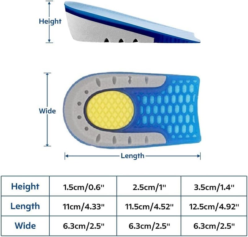 JERN Gel Height Increase Insoles 1 Pair, Shock Absorption Heel Cushion Pads, Height Lift Shoes Inserts for Men & Women (3.5 CM Height) - Image 3