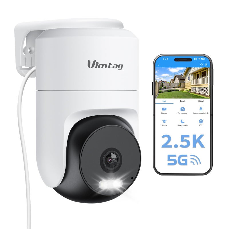 VIMTAG Pan/Tilt Outdoor Security Camera, 2.5K 4MP WiFi Home CCTV Camera, 360Â° View & Motion Tracking, Color Night Vision, 2-Way Audio, AI Detection Alarm, IP66, Cloud & SD Card Storage, Works w/Alexa - Image 1