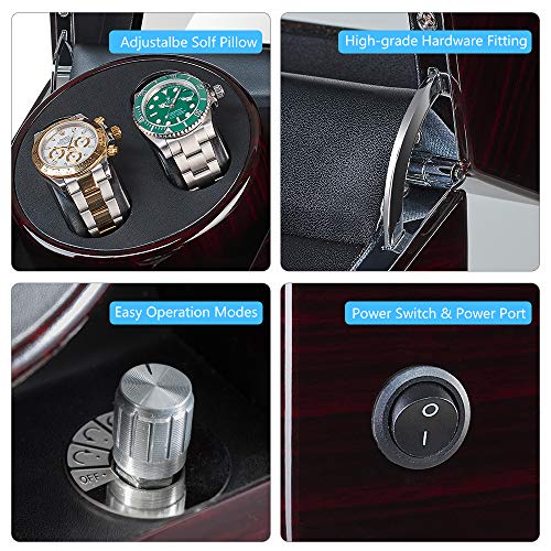 J.QUEEN JQUEEN Double Watch Winder with Quiet Japanese Mabuchi Motor (A-Ebony(BK)) - Image 3