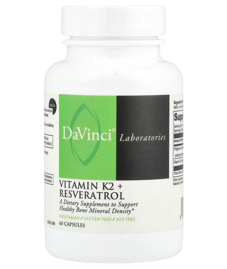 DaVinci Laboratories Vitamin K2 + Resveratrol 60 Capsules
