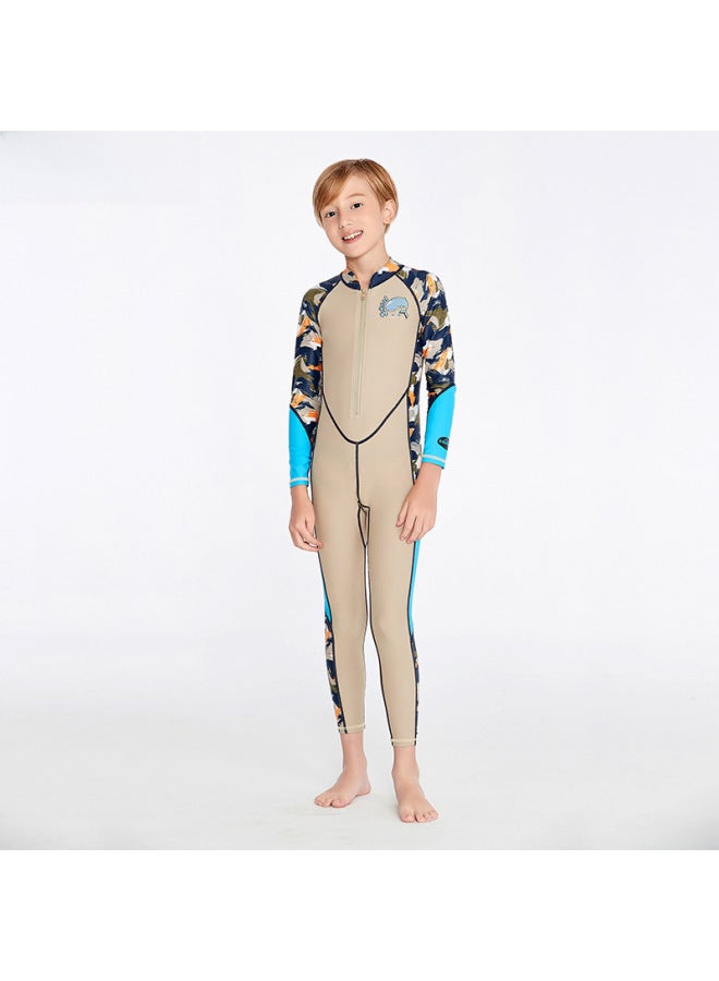 إسكدنيا بدلة سباحة للأطفال من Shark Baolai قطعة واحدة بأكمام طويلة وبنطلون للحماية من الشمس، بدلة سباحة للتدريب والغطس وركوب الأمواج وقنديل البحر - اللون: NTL901-2 لون البشرة الفاتحة - - Image 4