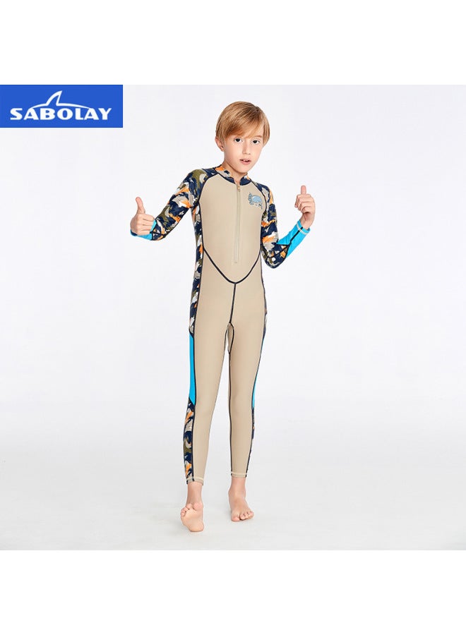 إسكدنيا بدلة سباحة للأطفال من Shark Baolai قطعة واحدة بأكمام طويلة وبنطلون للحماية من الشمس، بدلة سباحة للتدريب والغطس وركوب الأمواج وقنديل البحر - اللون: NTL901-2 لون البشرة الفاتحة - - Image 1