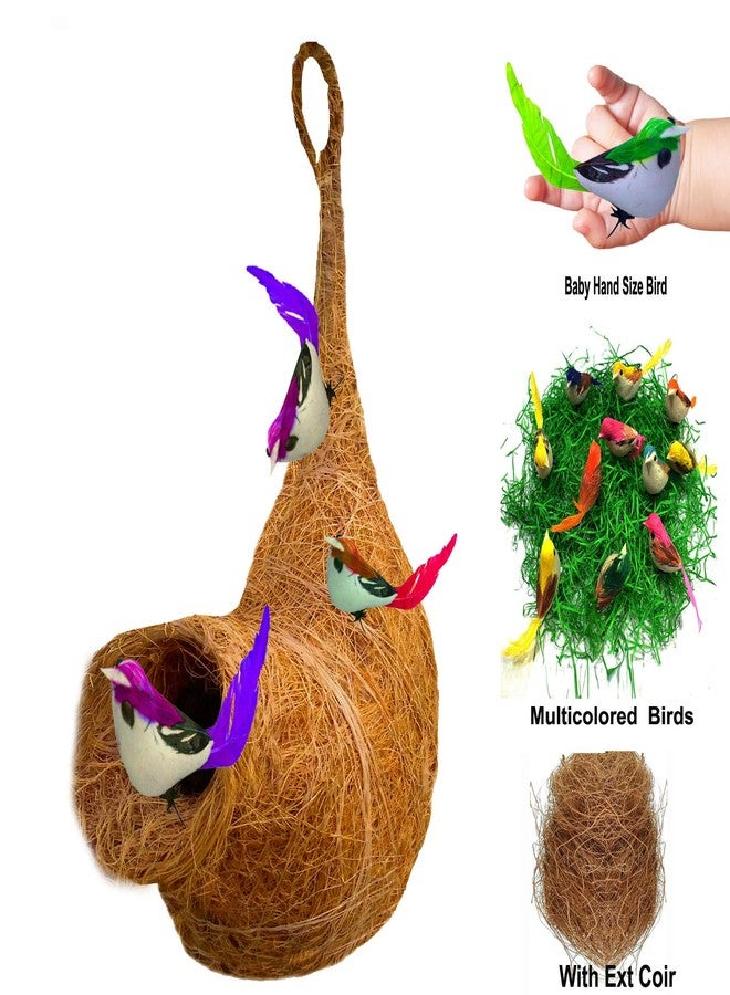 LIVEONCE Decorative Bird nest with 3 Birds-Natural Color - Image 2