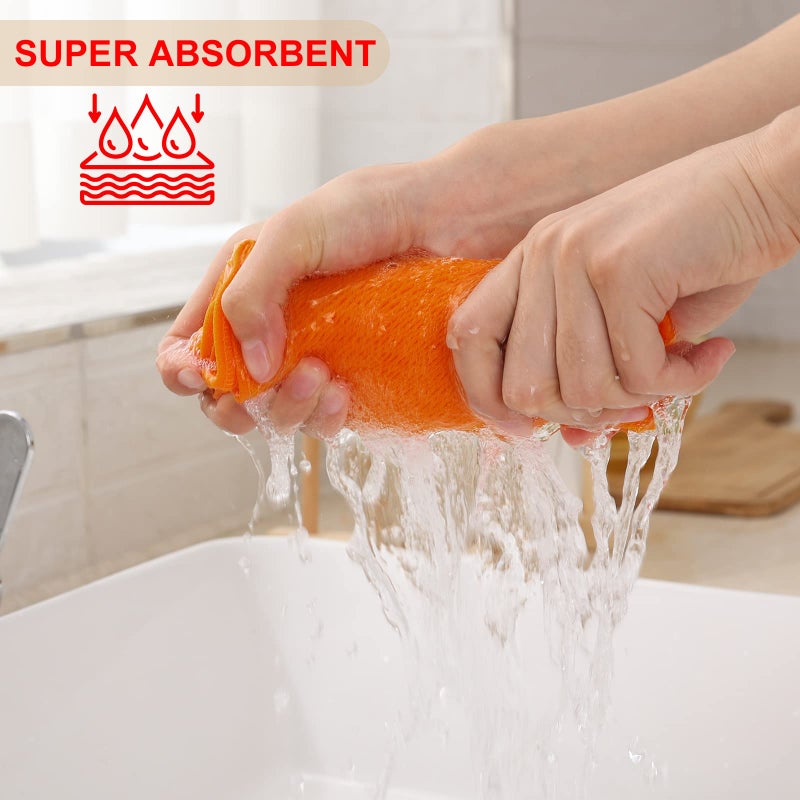 Kitinjoy Kitinjoy 100% Cotton Waffle Weave Kitchen Towels  4-Pack Super Soft and Absorbent Kitchen Dish Towels for Drying Dishes  Kitchen Hand Towels  13 in x 28 in  Orange  - Image 2