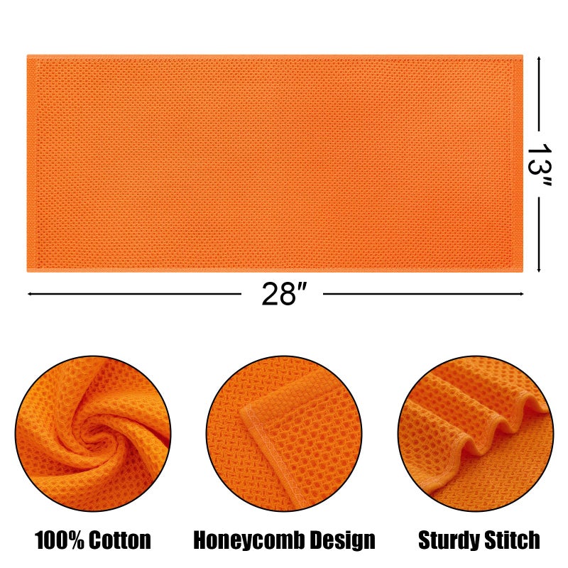 Kitinjoy Kitinjoy 100% Cotton Waffle Weave Kitchen Towels  4-Pack Super Soft and Absorbent Kitchen Dish Towels for Drying Dishes  Kitchen Hand Towels  13 in x 28 in  Orange  - Image 1