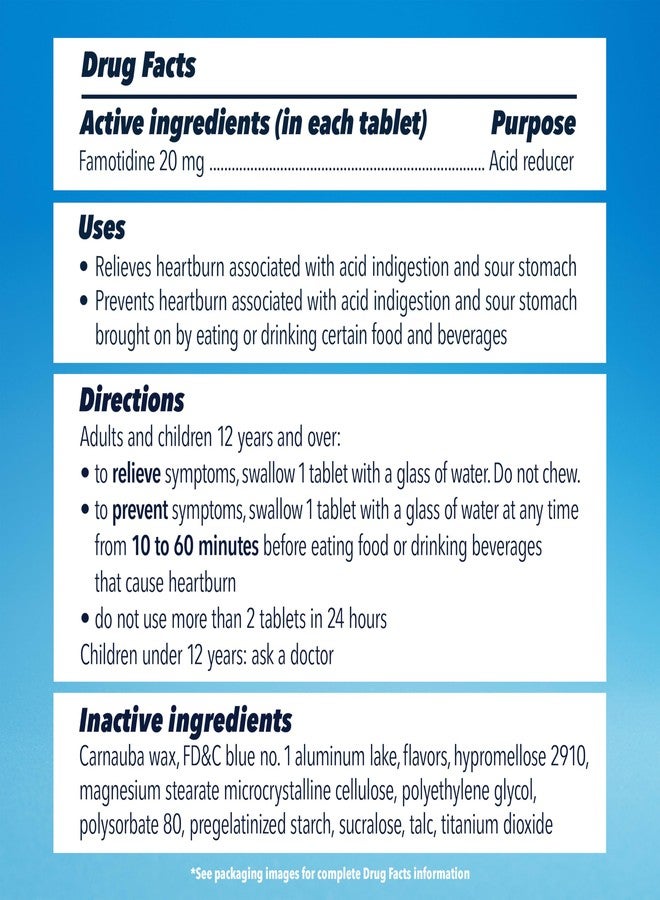 Pepcid AC Maximum Strength Heartburn Relief Tablets, OTC Medicine Prevents & Relieves Heartburn Due to Acid Indigestion & Sour Stomach, 20mg Famotidine Acid Reducer, ICY Cool Mint, 40 ct - Image 4