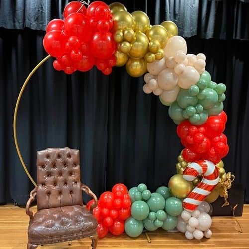 Froova Christmas Balloon Garland Arch Kit 133PCS Retro Red Sage Green Gold and White Sand Xmas Balloons Candy Cane Balloon for Christmas Holiday Baby Shower Birthday Party Decorations - Image 5