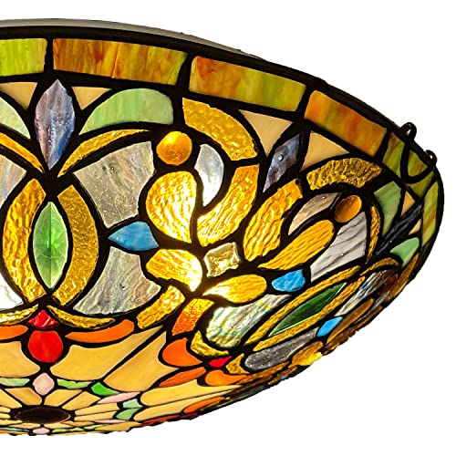 ARTZONE Tiffany Ceiling Lights, 3-Light 16 Inch Stained Glass Flush Mount Ceiling Light for Bedroom, Dining, Living Room, Entryway, Foyer - Image 2