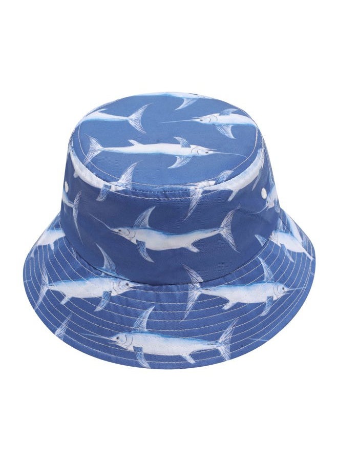 ZLYC Unisex Cute Animal Print Travel Bucket Hat Summer Fisherman Cap (Swordfish Navy)  - Image 1