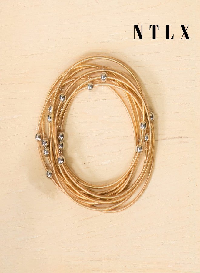 NTLX Guitar String Bracelet - Multi Strand Stackable Stretch Bracelets for Women - Bohemian Boho Bracelets - Music Lovers Fashion - Multi Color Strand Statement Bangles, Silver Cubic Zirconia, no - Image 5
