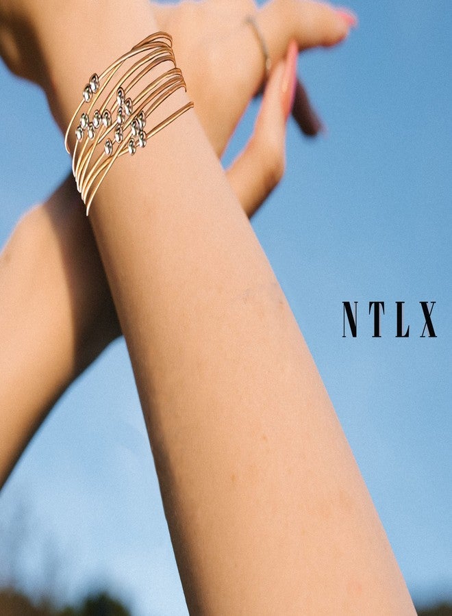 NTLX Guitar String Bracelet - Multi Strand Stackable Stretch Bracelets for Women - Bohemian Boho Bracelets - Music Lovers Fashion - Multi Color Strand Statement Bangles, Silver Cubic Zirconia, no - Image 3