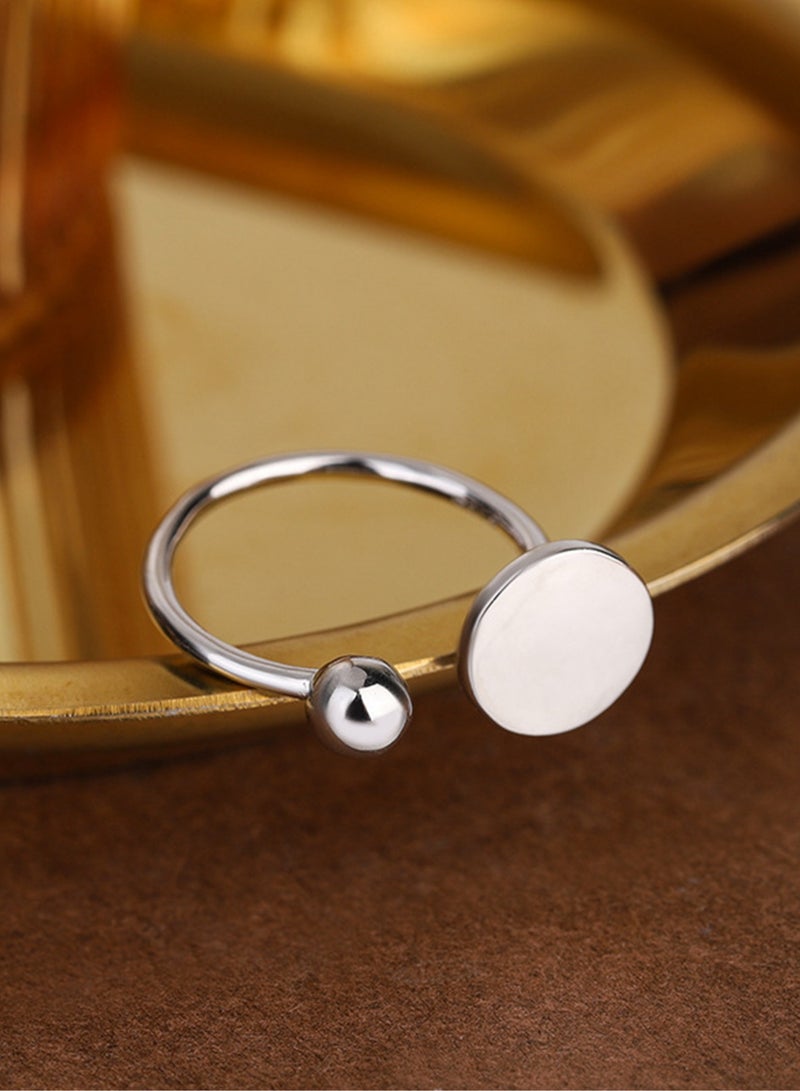 A full-body 925 silver disc open ring gift box, fashionable, simple atmosphere, gift-giving temperament, versatile girl - Image 3