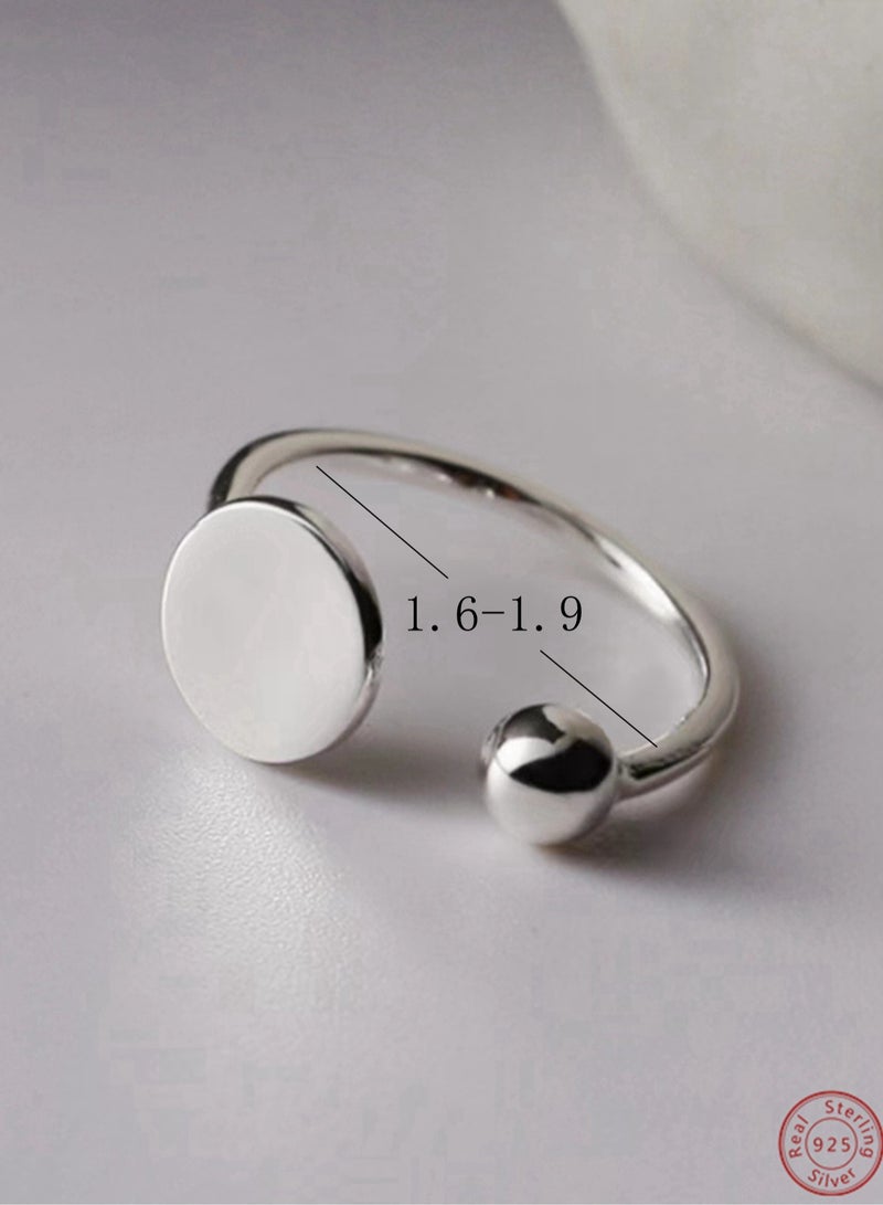 A full-body 925 silver disc open ring gift box, fashionable, simple atmosphere, gift-giving temperament, versatile girl - Image 2
