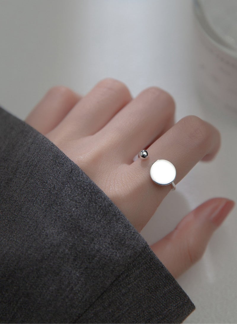 A full-body 925 silver disc open ring gift box, fashionable, simple atmosphere, gift-giving temperament, versatile girl - Image 1