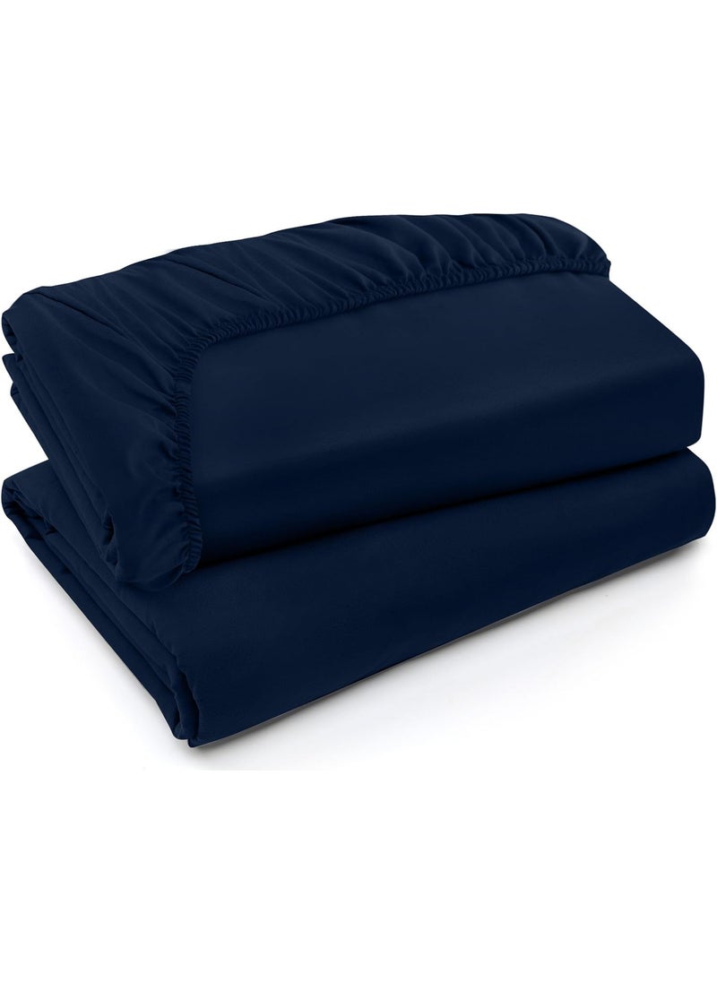 Utopia Bedding Utopia Bedding King Fitted Sheets - Bulk Pack of 2 Bottom Sheets - Soft Brushed Microfiber - Deep Pockets - Shrinkage & Fade Resistant - Easy Care (King  Navy)  - Image 1