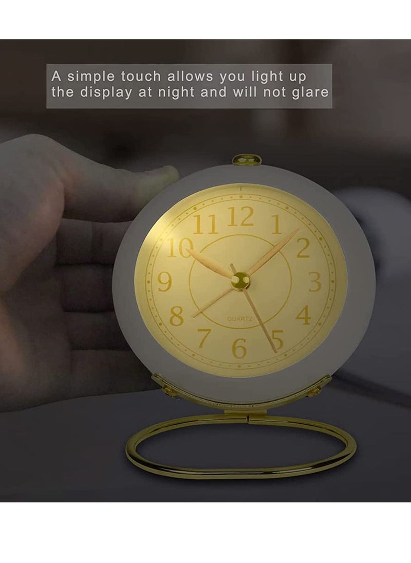 SYOSI - Silent Bedside Clocks Battery Operated Non-Ticking Analogue Retro Alarm Clock Bedroom Simple Loud Alarm Desk Clock Vintage Alarm Clocks with Light Large Display for Heavy Sleepers Office - Image 1