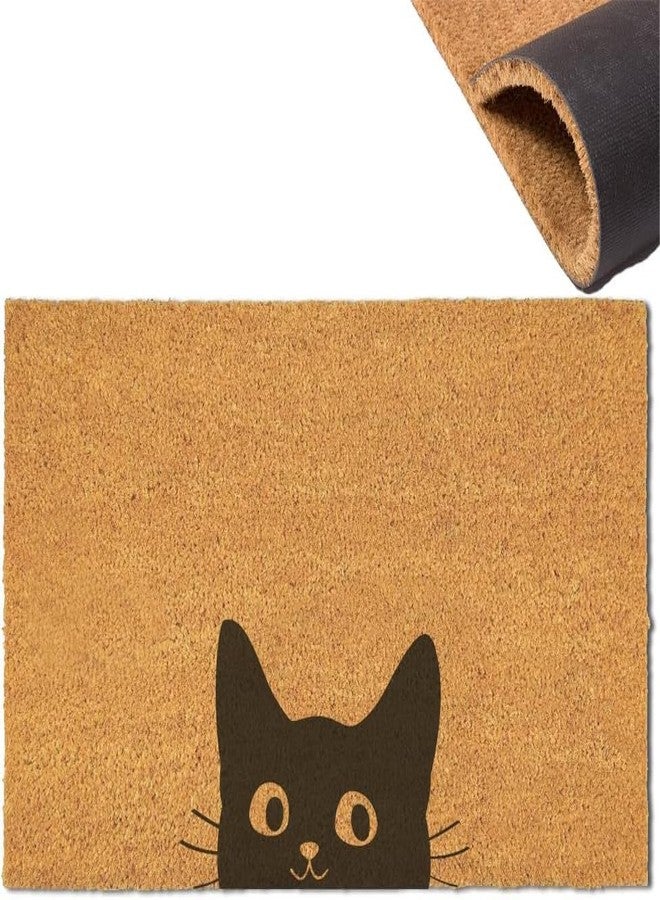 Assaoy Black Cat Outdoor Doormat Coir Door Mat Outside Entrance,Funny Welcome Floor Mat,Fall Front Door mat with Heavy Duty Backing,Indoor Outdoor Rubber Rugs Patio Home Decoration 30 * 17 in - Image 1