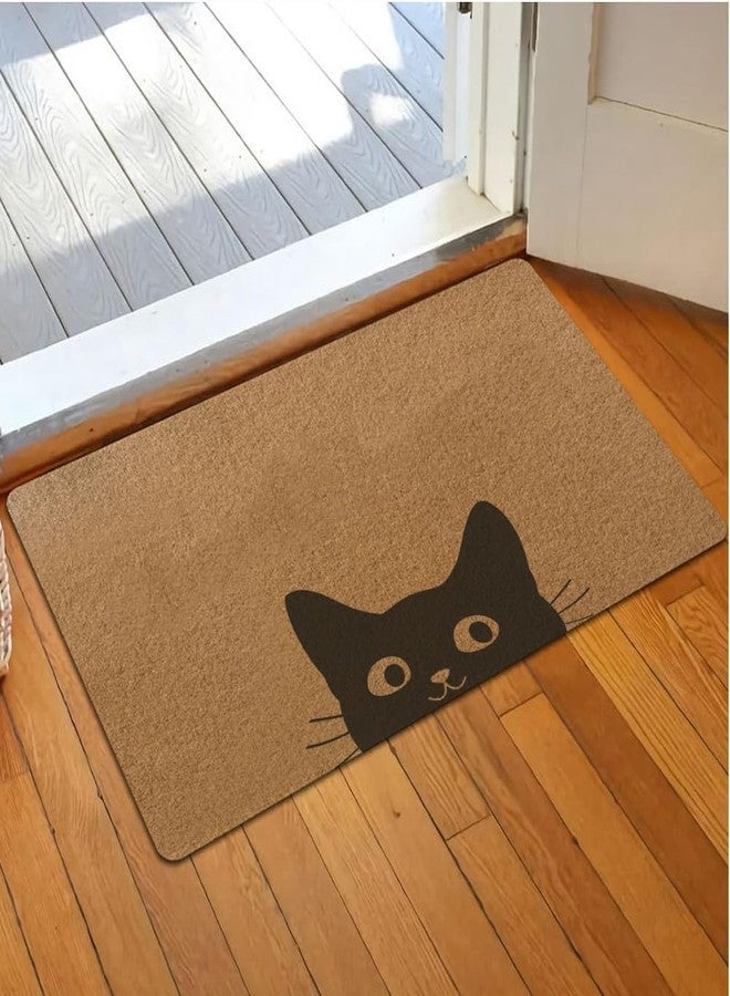 Assaoy Black Cat Outdoor Doormat Coir Door Mat Outside Entrance,Funny Welcome Floor Mat,Fall Front Door mat with Heavy Duty Backing,Indoor Outdoor Rubber Rugs Patio Home Decoration 30 * 17 in - Image 2