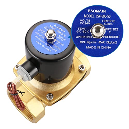 Baomain 2 inch DC 24V Brass Electric Solenoid Valve Water Air NC Valve 2W-500-50 - Image 5