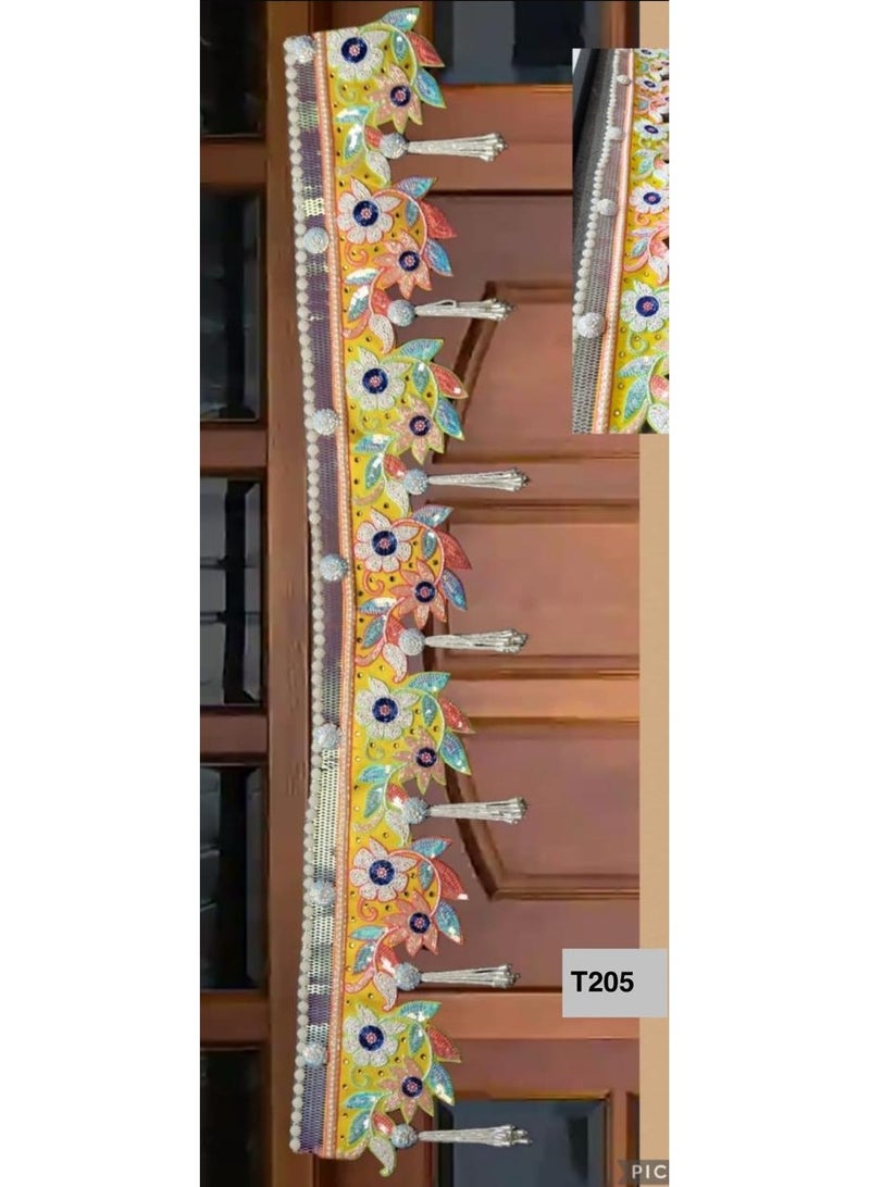 Decorative Door toran/ banderwal with Floral Pattern, Multi-Coloured Embroidered Design, Pearl Beading, Traditional Style, size : 40 inches