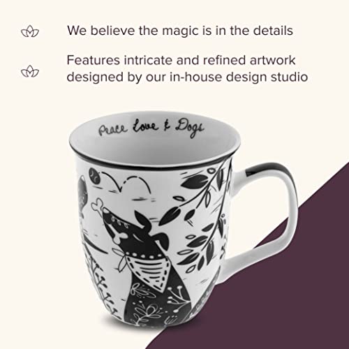Karma Gifts 16 oz Black and White Boho Mug Dog - Cute Coffee and Tea Mug - Ceramic Coffee Mugs for Women and Men - Image 4